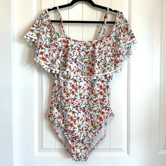 Other - NWOT floral off the shoulder embellished one piece swimsuit size XL